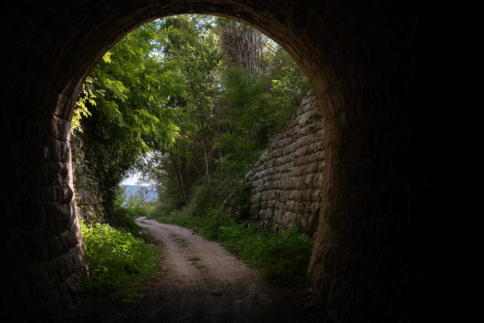 cycling through a former railway tunnel